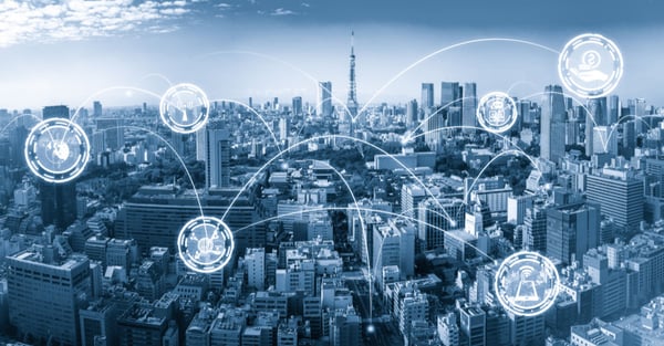 city skyline data touch points overlay